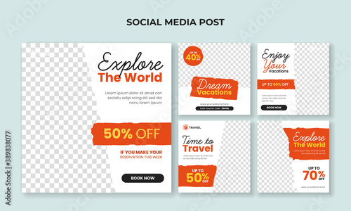 Travel and tourism banner for social media post template