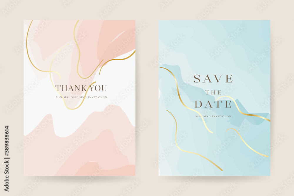 Online wedding invitations vector template. Save the date, Thank you