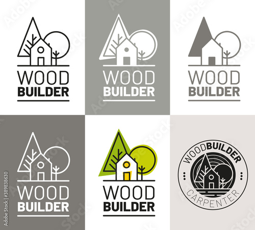 Charte graphique, identité visuelle, logo, publicité, carte de visite, constructeur de maisons ossature bois, charpentier, menuisier, rénovation, extension, aménagement extérieur bois
