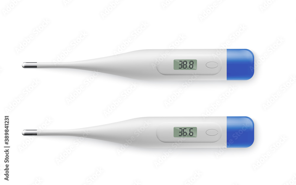 Template of digital medical thermometers realistic vector illustration isolated. Template of digital medical thermometers realistic vector illustration isolated.