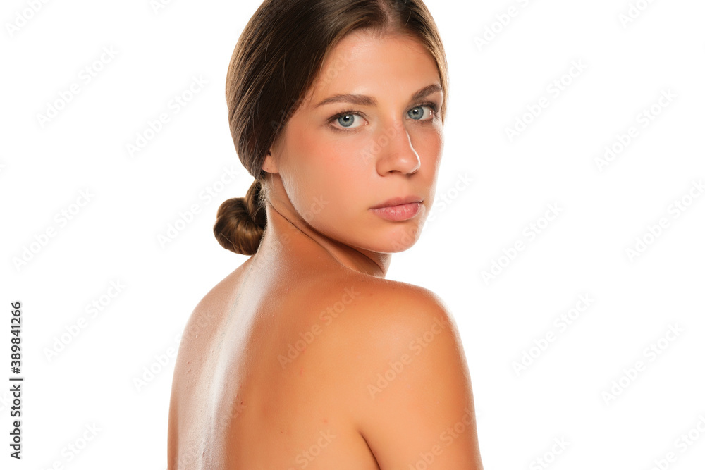 Portrait of a young smiling shirtless beautiful woman Portrait of a young smiling shirtless beautiful woman