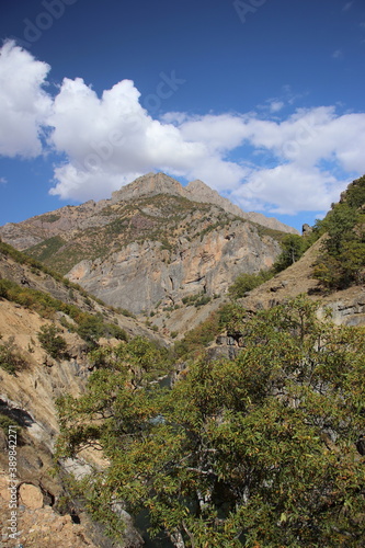 High mountain scenery with autumn colors