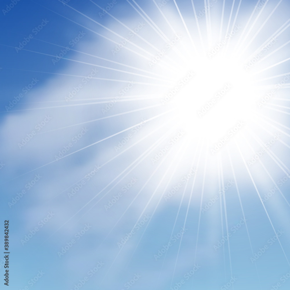 Obraz premium Sunny background with clouds on blue sky