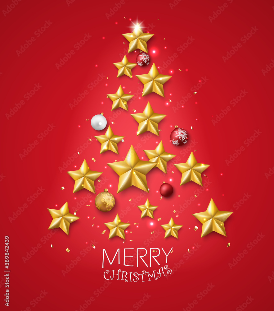 Merry christmas and happy new year banner with balls and confetti Merry christmas and happy new year banner with balls and confetti