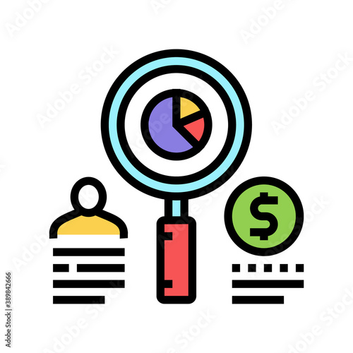 human market researching for investment color icon vector. human market researching for investment sign. isolated symbol illustration