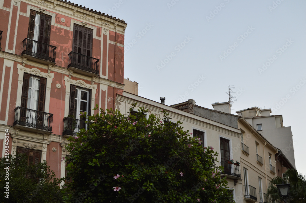 Traditional Houses in the City Center of Malaga, Spain