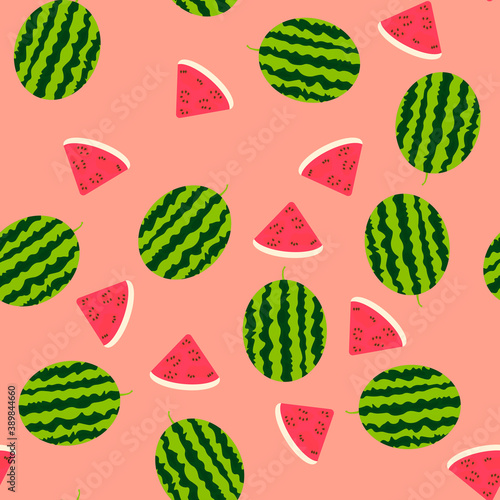 Seamless pattern with watermelons