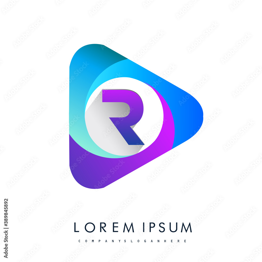 R letter colorful logo in the triangle shape, Vector design template elements for your Business or company identity. R letter colorful logo in the triangle shape, Vector design template elements for your Business or company identity.