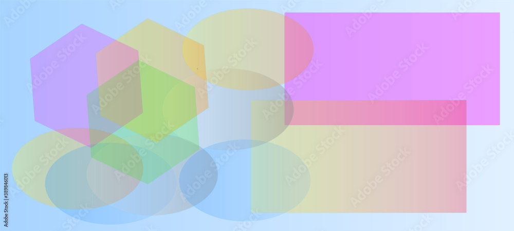 Abstract geometric pattern with translucent multicolored shapes on a soft blue background. Abstract geometric pattern with translucent multicolored shapes on a soft blue background.