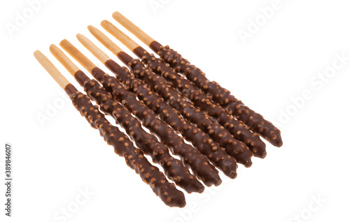 biscuit sticks in chocolate isolated