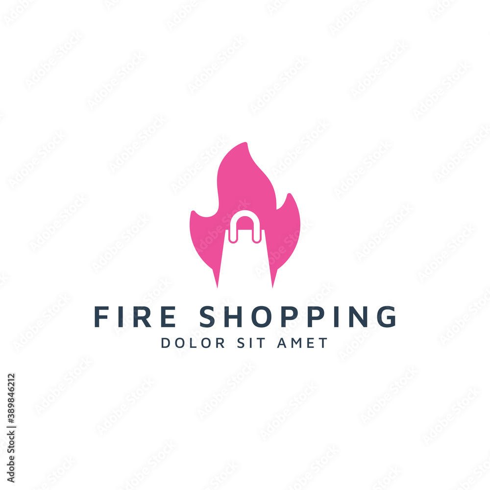 Fototapeta premium fire and shopping negative space logo design