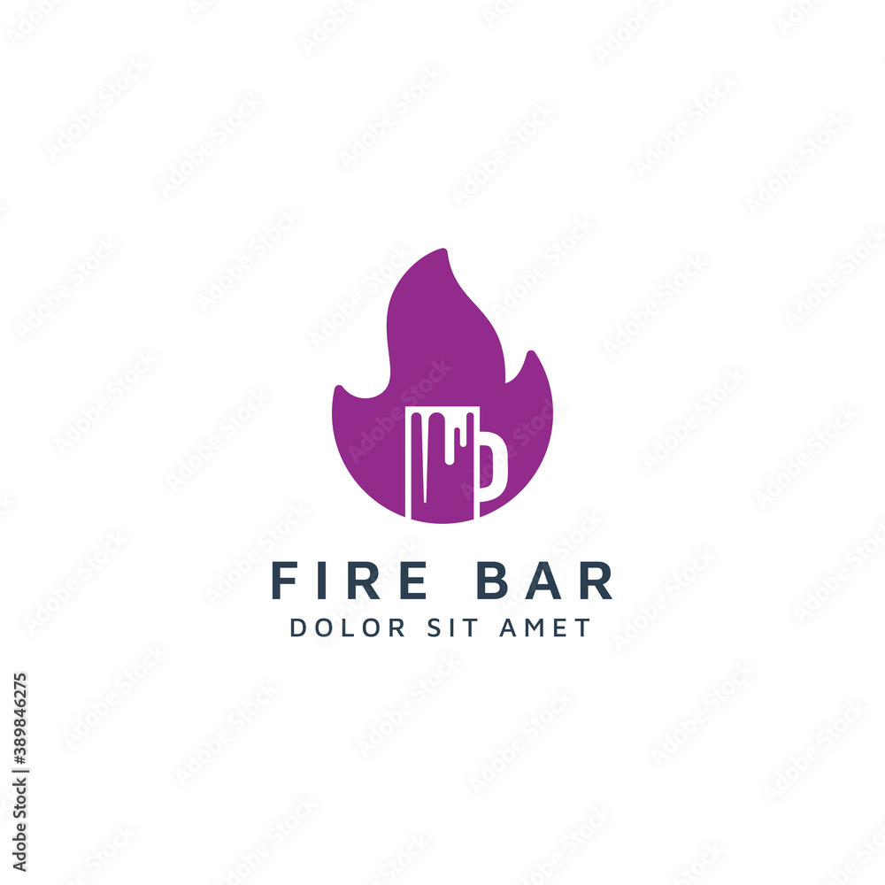 fire and bar negative space logo design