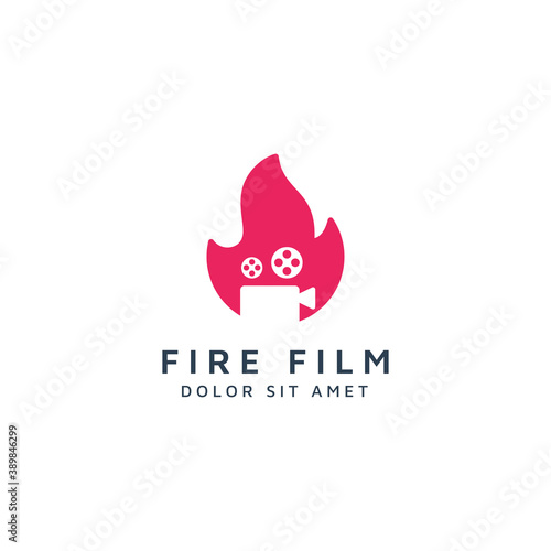 fire movie negative space logo design