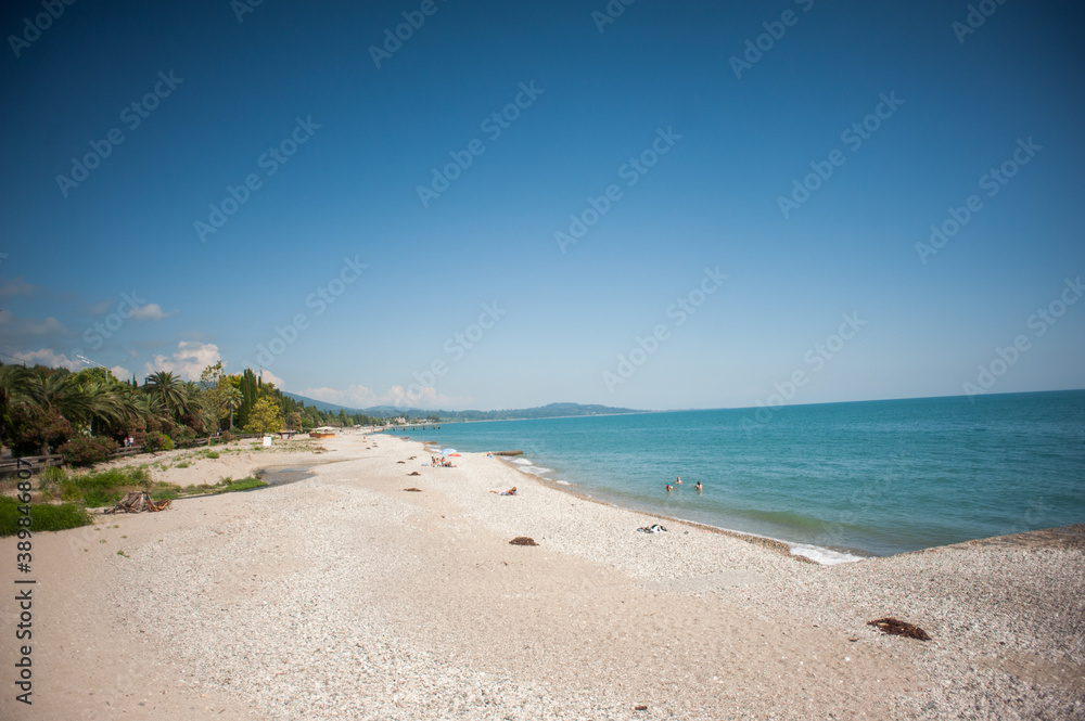 Abkhazia.Sandy beach. Sea. Background. Nature Abkhazia.Sandy beach. Sea. Background. Nature