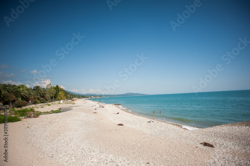 Abkhazia.Sandy beach. Sea. Background. Nature