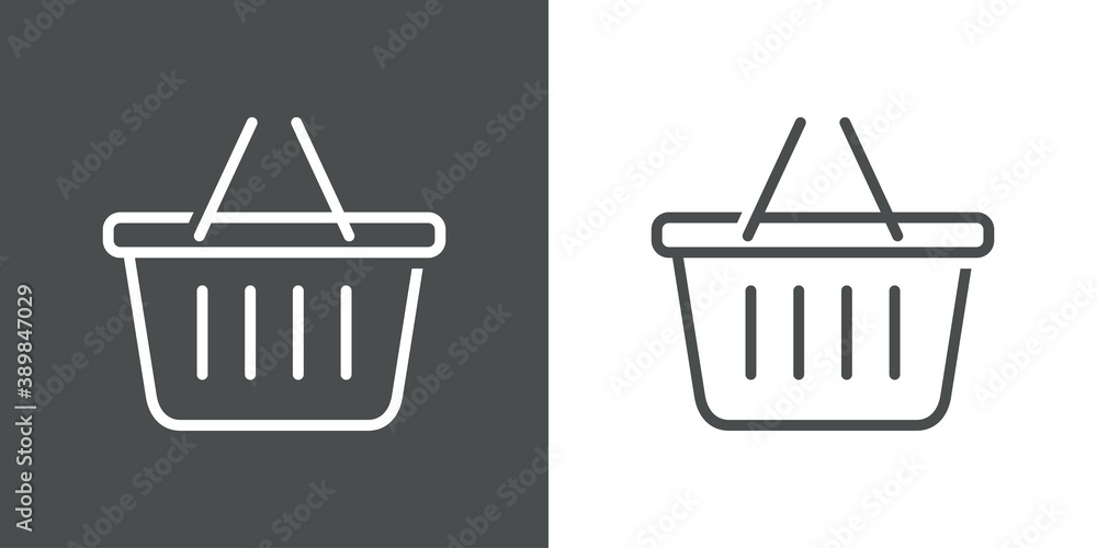 Logotipo con cesta de la compra con lineas en fondo gris y fondo blanco Logotipo con cesta de la compra con lineas en fondo gris y fondo blanco