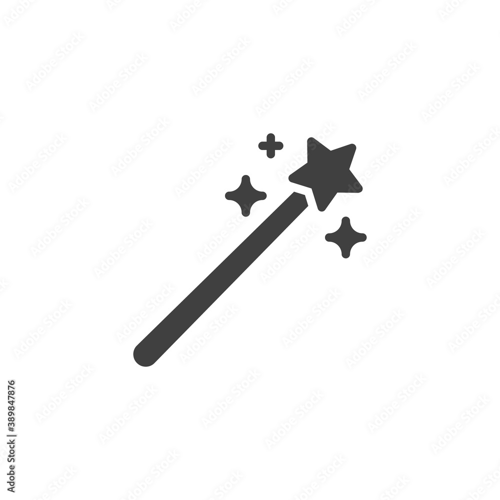 Magic wand with star vector icon. filled flat sign for mobile concept and web design. Magic wand stick glyph icon. Symbol, logo illustration. Vector graphics Magic wand with star vector icon. filled flat sign for mobile concept and web design. Magic wand stick glyph icon. Symbol, logo illustration. Vector graphics