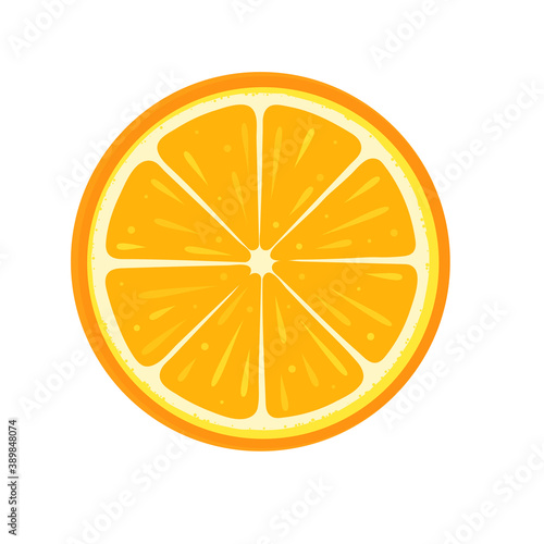 Orange cartoon vector With green leaves on top Isolated on white background Healthy fruit concept