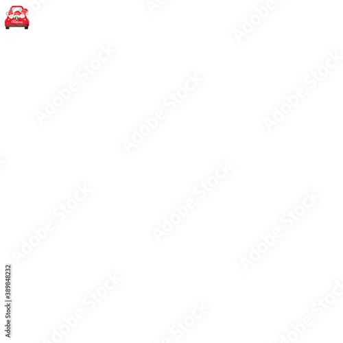 Dwarf gnomes wearing red hats hold gifts in the trunk To go to celebrate Christmas