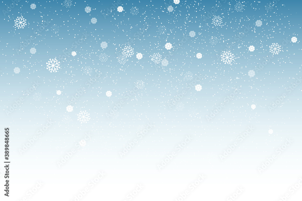 Winter background with snowflakes. Celebratory New Year's and Christmas blue background