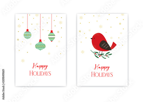 set two greeting cards for happy holidays