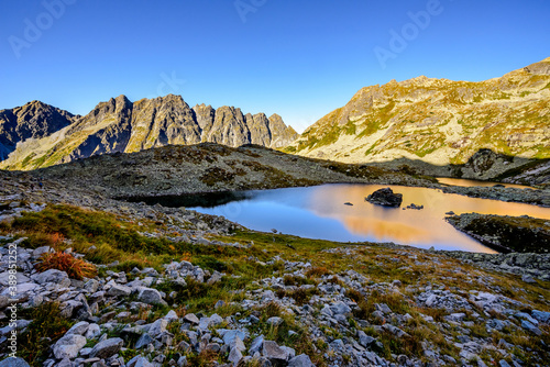 Velke Zabie pleso (Big Frogs lake) in slovakian High tatras mountains is located below summit Rysy.