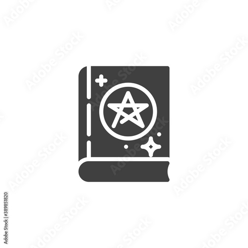 Magic Book With Pentagram vector icon. filled flat sign for mobile concept and web design. Witchcraft spell book glyph icon. Symbol, logo illustration. Vector graphics