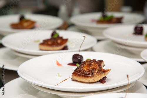 Delicious grilled foie gras prepare in the kitchen