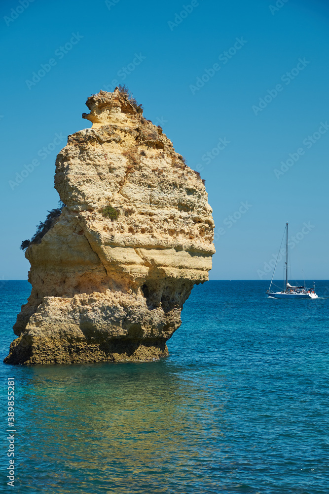Algarve Rock with sailboat