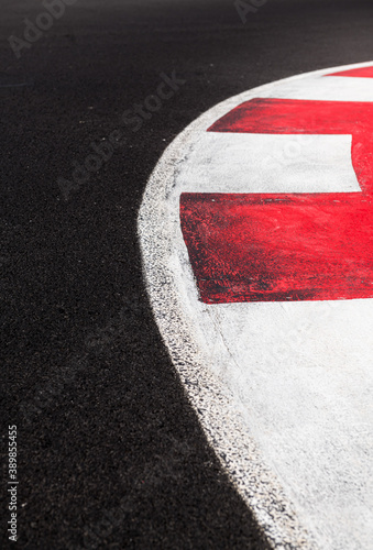 Curb close up on miniature model motor sport circuit asphalt track © fabioderby