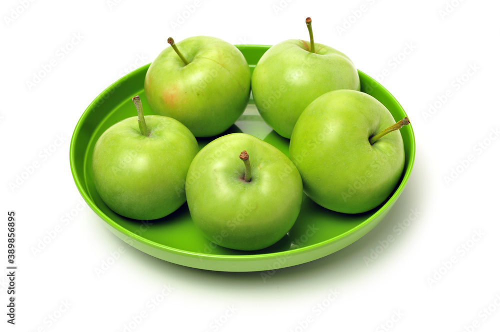 Green apples isolated on white background Green apples isolated on white background