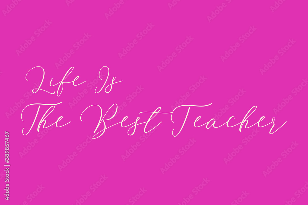 ife Is The Best Teacher Cursive Typography Light Pink Color Text On Dork Pink Background ife Is The Best Teacher Cursive Typography Light Pink Color Text On Dork Pink Background