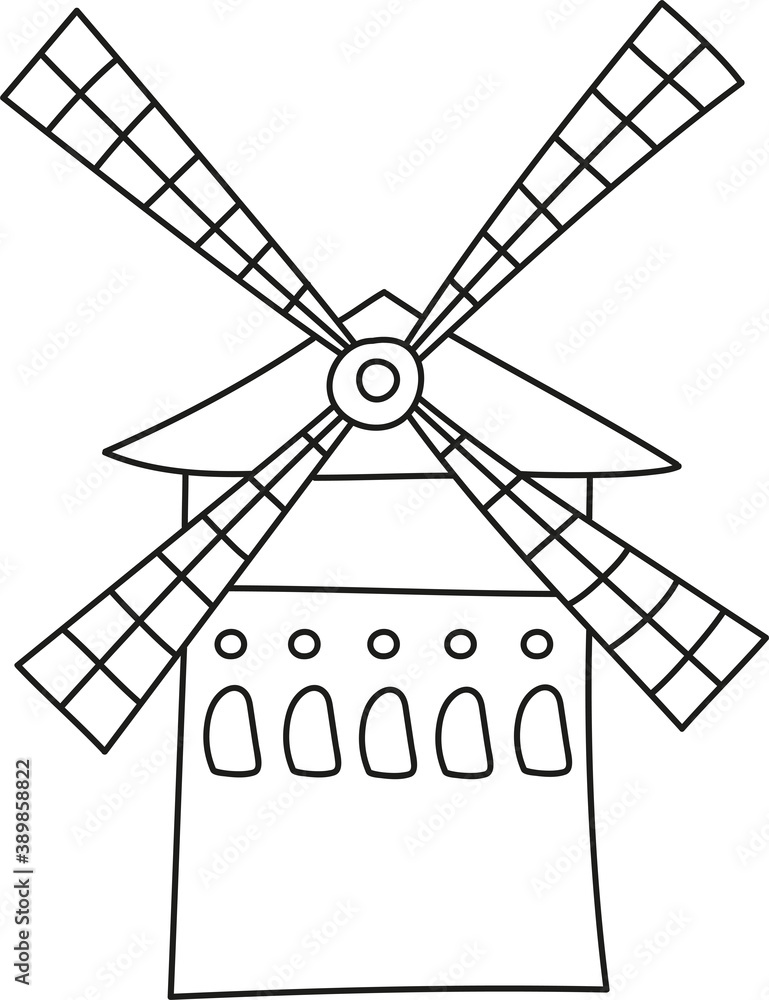 cabaret bar in france in the form of a mill in doodle style cabaret bar in france in the form of a mill in doodle style