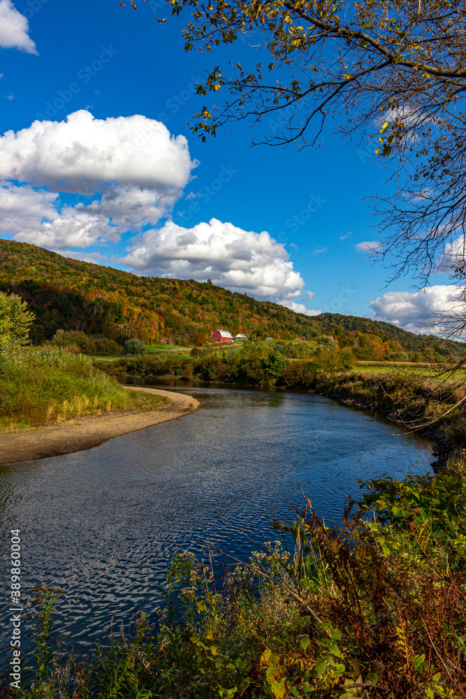 Lamoille River and red barn