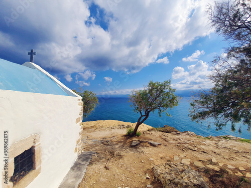 View of St. George's Chapel in Hersonissos Chersonissos Chersonisou Ocean Crete Greek photo