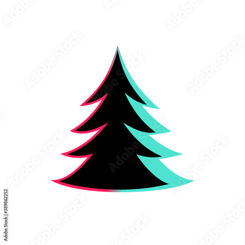 Vector illustration of a spruce tree. Suitable for design elements of the Christmas and New Year celebrations. Christmas tree icon in tik tok style.