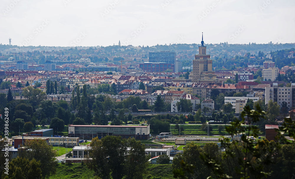 Prague. Panorama of the Dejvice district. View from the Prague Zoo.