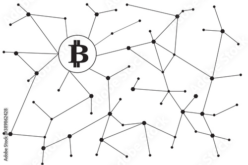 Blockchain - bitcoin software platform isolated on white background. For digital asset, financial system and bitcoin network. Creative and modern business concept, blockchain vector 