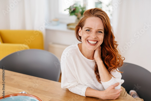 Cute happy friendly woman with lovely warm smile