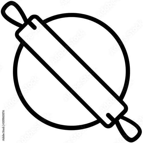 
A food preparation utensil in cylindrical shape representing rolling pin
