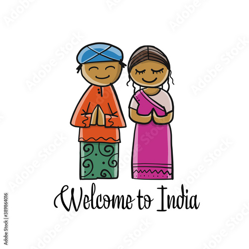 Indian couple. Sketch for your design