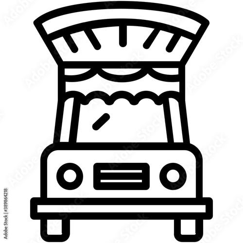 
A huge decorated lorry motor vehicle usually used for transportation of goods material 
