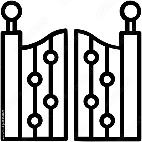 
 A large heavy gate entrance of a residence with pillars aside 
