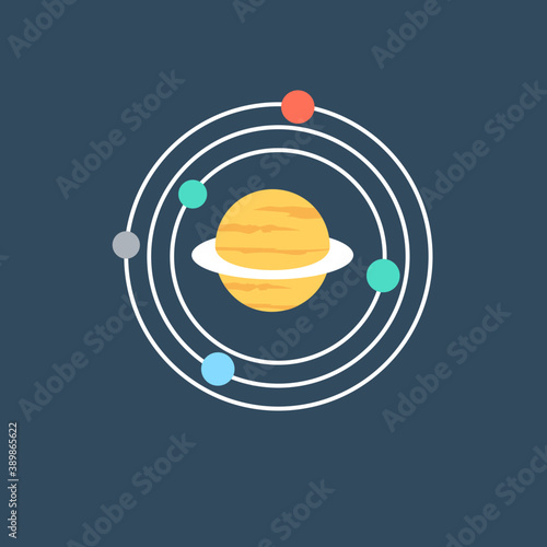 
An icon showing the orbit of planets revolving giving the concept of astronomy.
