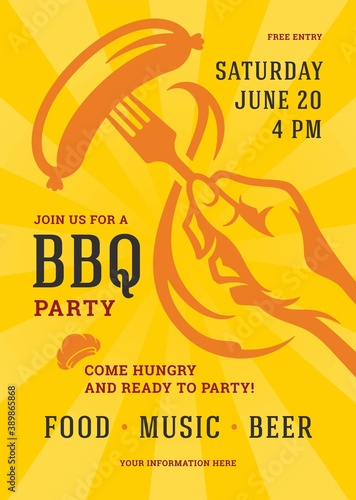Barbecue party vector flyer or poster design template