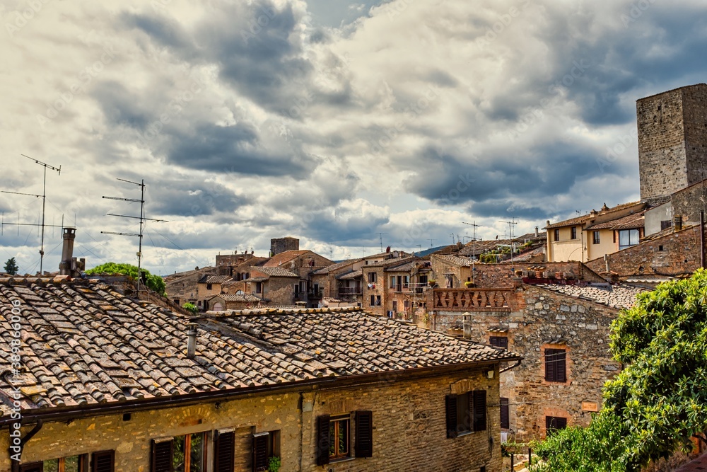 San Gimignano Rooftops with Epic Sky