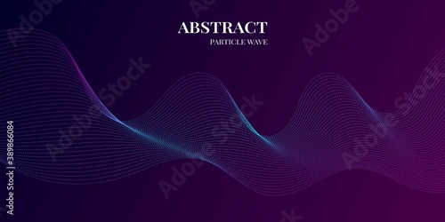 dynamic wave particle abstract background with purple, and blue gradient colors. Vector illustration
