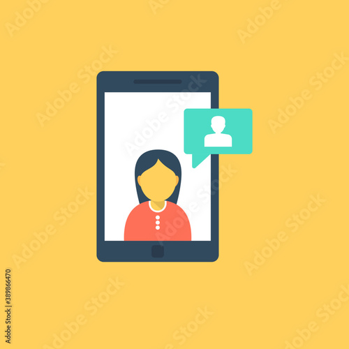 
Two persons with chat bubbles are talking or discussing 
