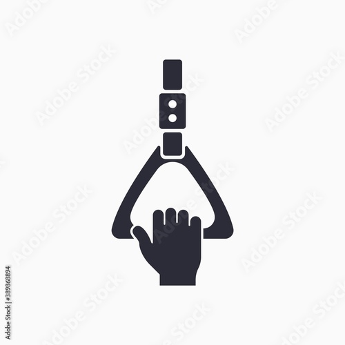 Transport handrail. Human holds on to the handrail. Hand holding handrail icon. Vector