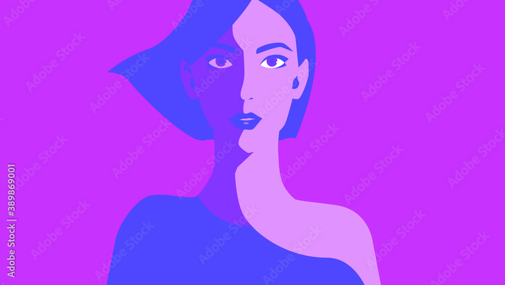 Сlassy and stylish woman with short bob haircut. Vector illustration in minimal art style. Сlassy and stylish woman with short bob haircut. Vector illustration in minimal art style.